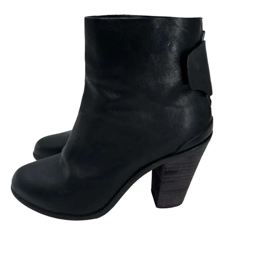 Ladies rag &‎ bone Kerr Back-Tab Boots 40 / 10 Black Leather Booties